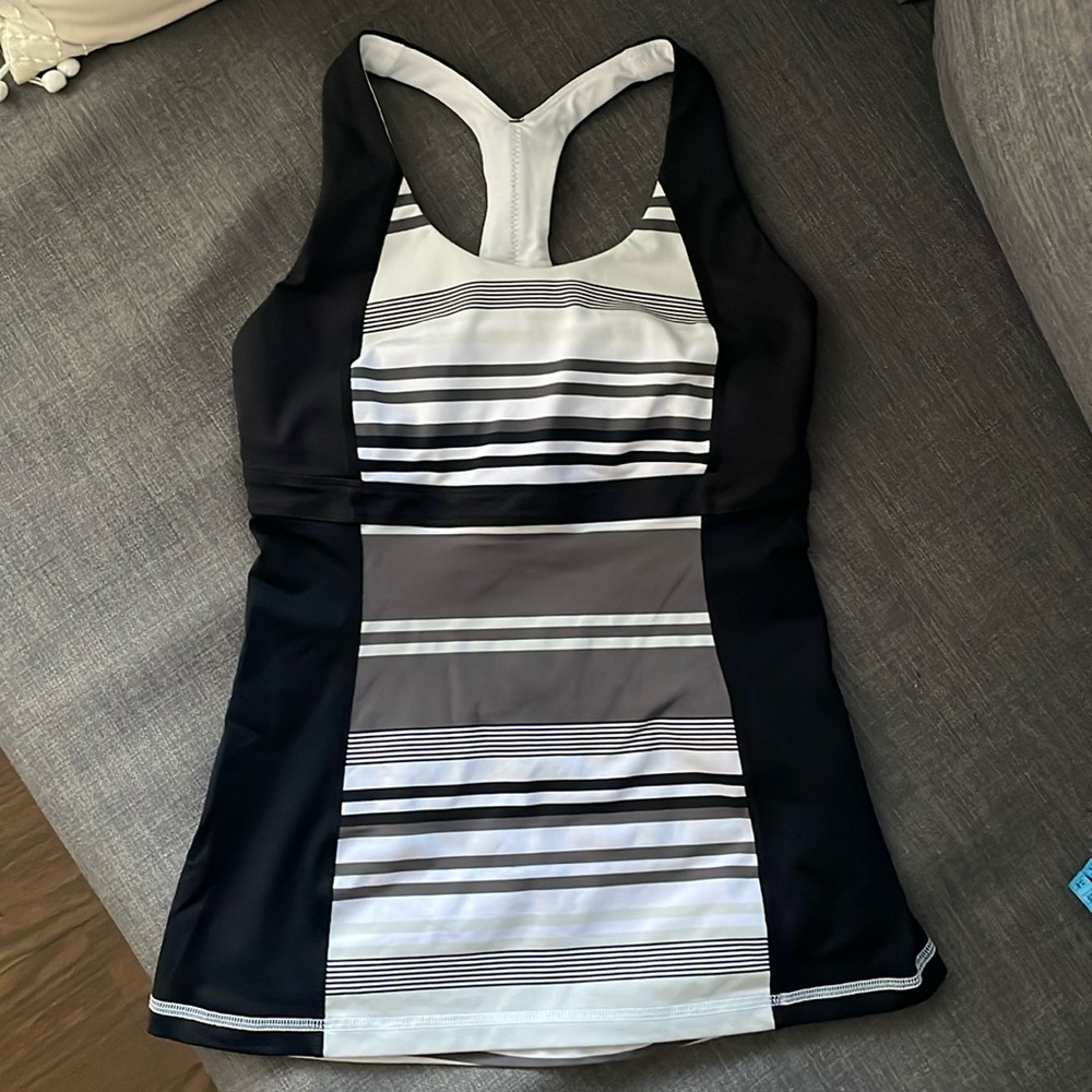 Lululemon tank top - black/white/grey stripes